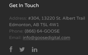 Get in touch. You can connect to us via email at marketing@goosedigital.ca if you have any further questions